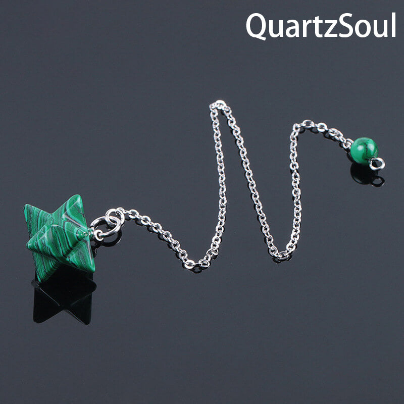 Malachite Merkaba Star Pendulum for Transformation