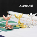 Collection of flower crystal display stands in gold, silver, and rose gold finishes