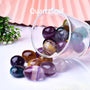 Natural Mixed Fluorite Tumbled Stones in Glass Container with Various Colors