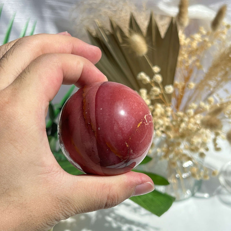 Mookaite Sphere Showing Unique Color Patterns and Variations