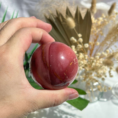 Mookaite Sphere Showing Unique Color Patterns and Variations