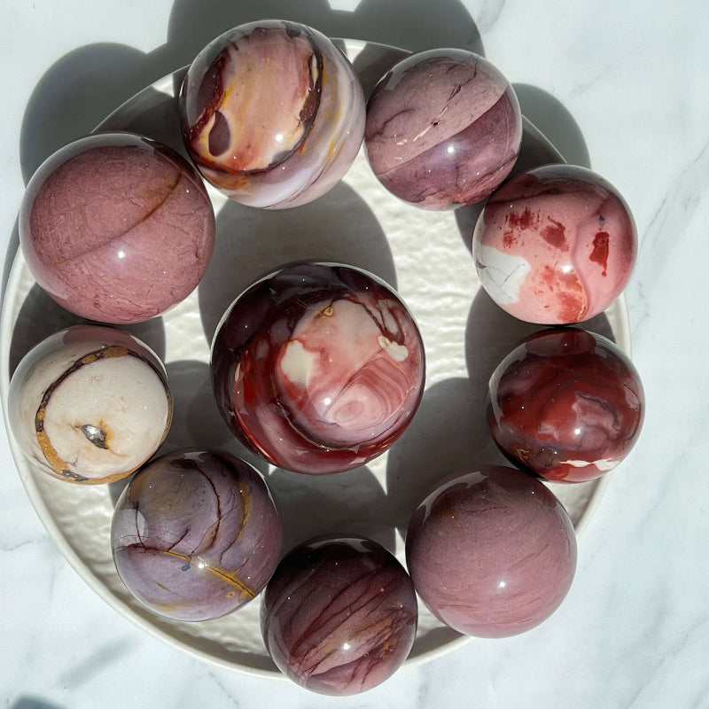 Wholesale Mookaite Crystal Spheres Display Collection