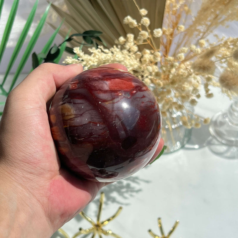 Mookaite Jasper Sphere Used as Meditation and Healing Tool