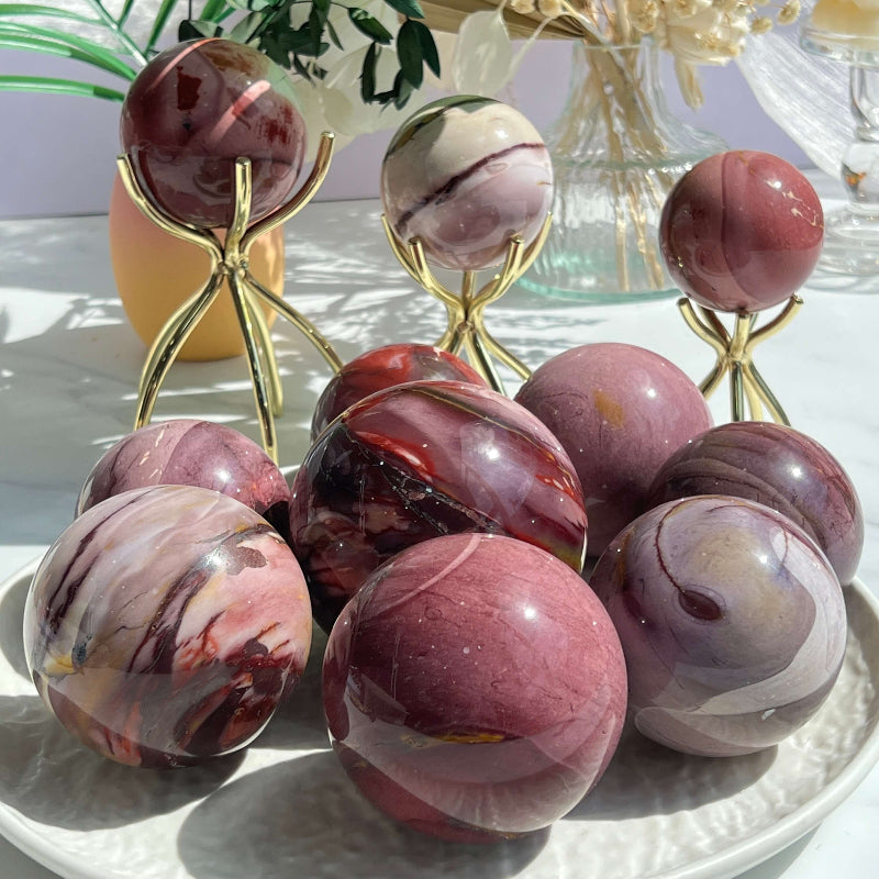 Natural Mookaite Jasper Sphere with Vibrant Earth Tones