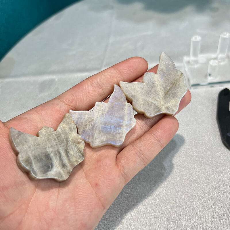 Moonstone fox carving representing divine feminine energy connection