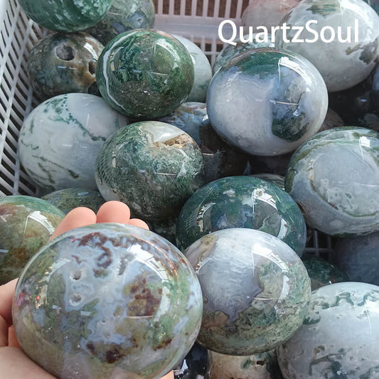 Premium Moss Agate Sphere Wholesale Crystal Collection