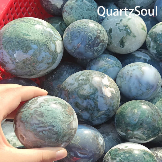 Premium moss agate spheres for wholesale crystal buyers