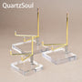 Collection of crystal display stands in various sizes for mineral specimens