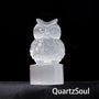 Elegant White Owl Crystal Display Stand for Selenite and Minerals