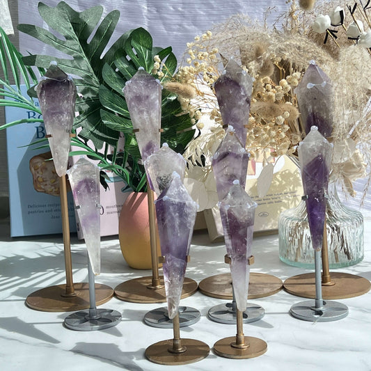 Natural amethyst crystal scepter for healing and spiritual practices