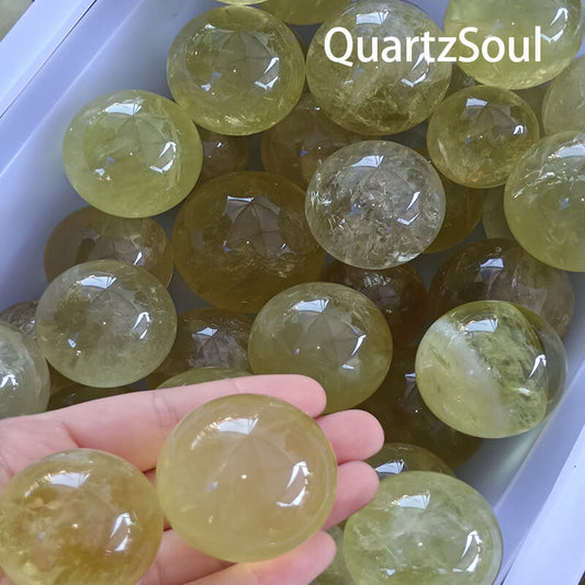 Premium wholesale citrine crystal sphere with golden yellow color