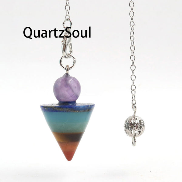Natural Mixed Quartz Crystal Pendulum Dowsing Tool for Divination