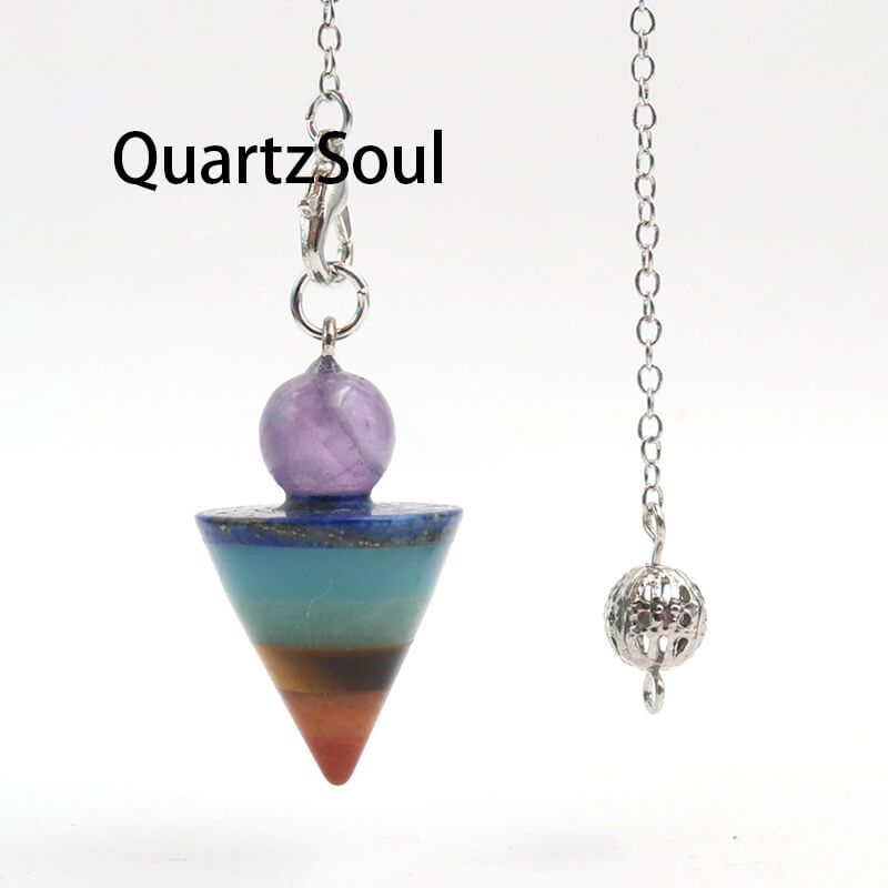 Natural Mixed Quartz Crystal Pendulum Dowsing Tool for Divination