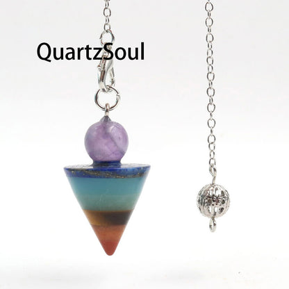 Natural Mixed Quartz Crystal Pendulum Dowsing Tool for Divination