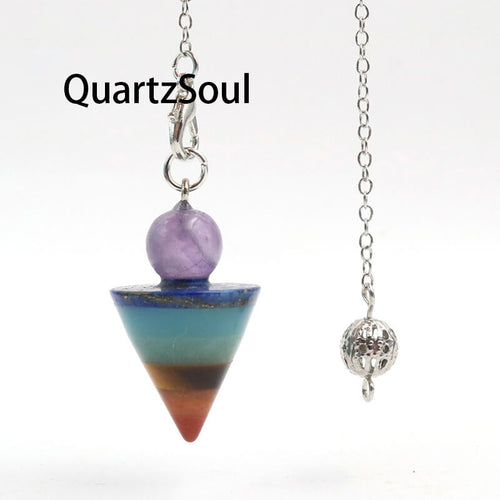 Natural Mixed Quartz Crystal Pendulum Dowsing Tool for Divination