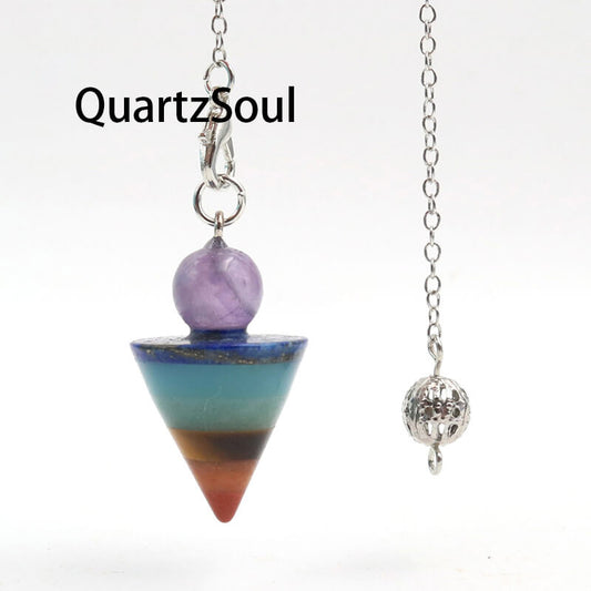 Natural Mixed Quartz Crystal Pendulum Dowsing Tool for Divination