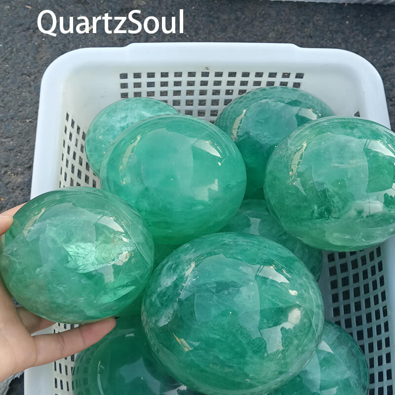 Natural Green Fluorite Spheres Available in Bulk for Crystal Retailers