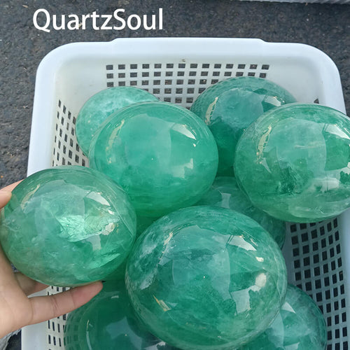 Natural Green Fluorite Spheres Available in Bulk for Crystal Retailers
