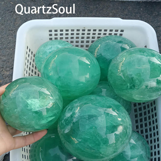 Natural Green Fluorite Spheres Available in Bulk for Crystal Retailers