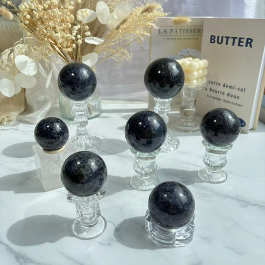Natural Lolite Crystal Sphere with Purple Blue Hues for Spiritual Healing