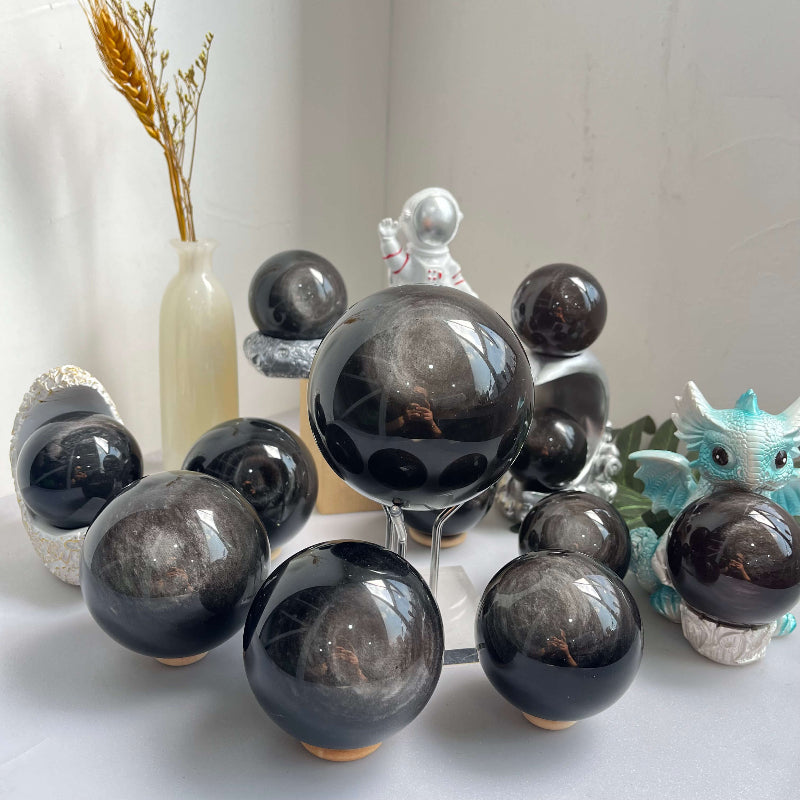 Premium Natural Black Obsidian Sphere Crystal Wholesale