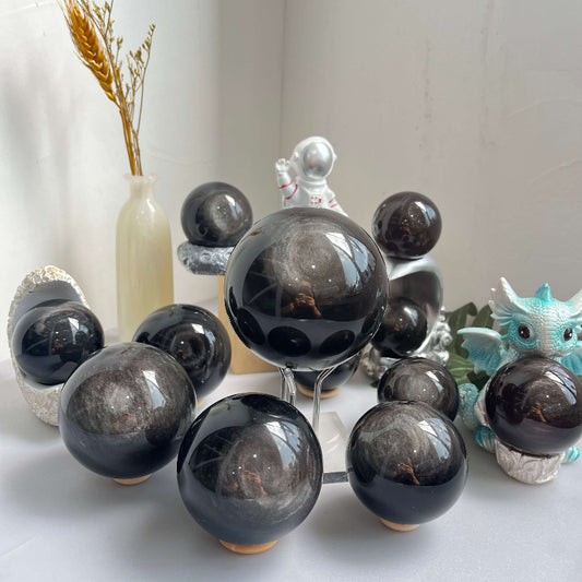 Premium Natural Black Obsidian Sphere Crystal Wholesale