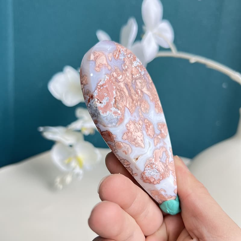 Natural Patterns in Pink Agate Crystal Specimen