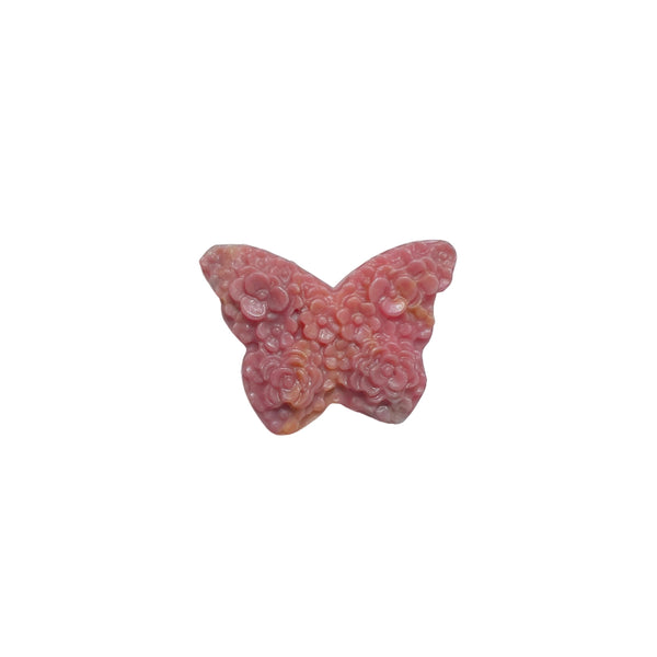 Natural Pink Rhodonite Butterfly Carving with Black Matrix Healing Crystal Stone for Emotional Balance