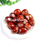 Premium Natural Red Jasper Tumbled Stones in White Bowl for Crystal Healing