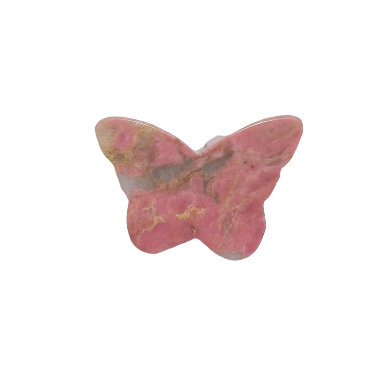 Natural rhodonite butterfly symbolizing transformation and renewal