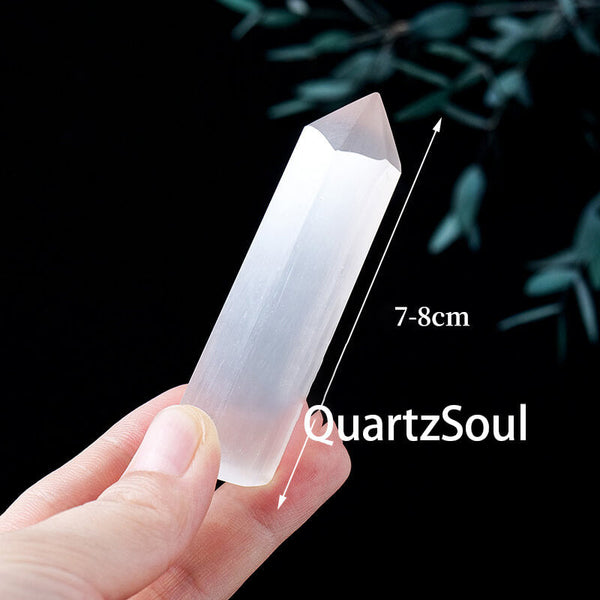 Natural Selenite Crystal Wand - Healing Quartz Mineral
