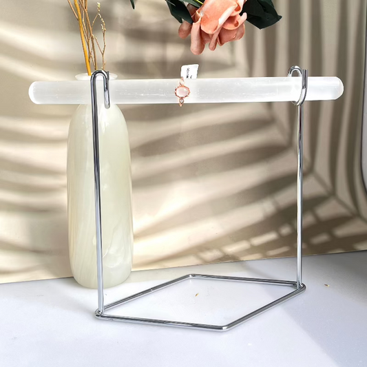 Elegant Selenite Crystal Ring Holder for Jewelry Display and Healing