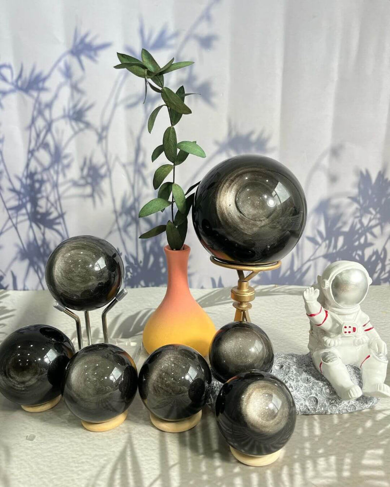 Obsidian Crystal Sphere with Grounding Energy Properties