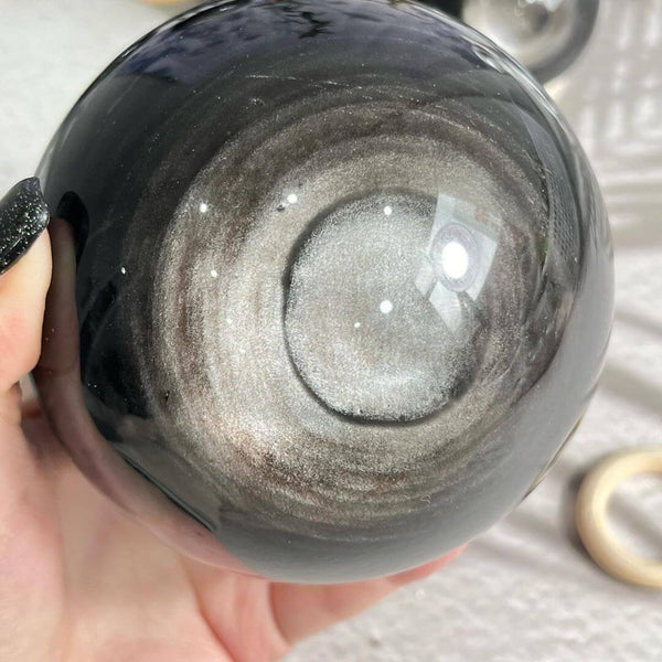 Natural Obsidian Sphere with Metaphysical Healing Properties