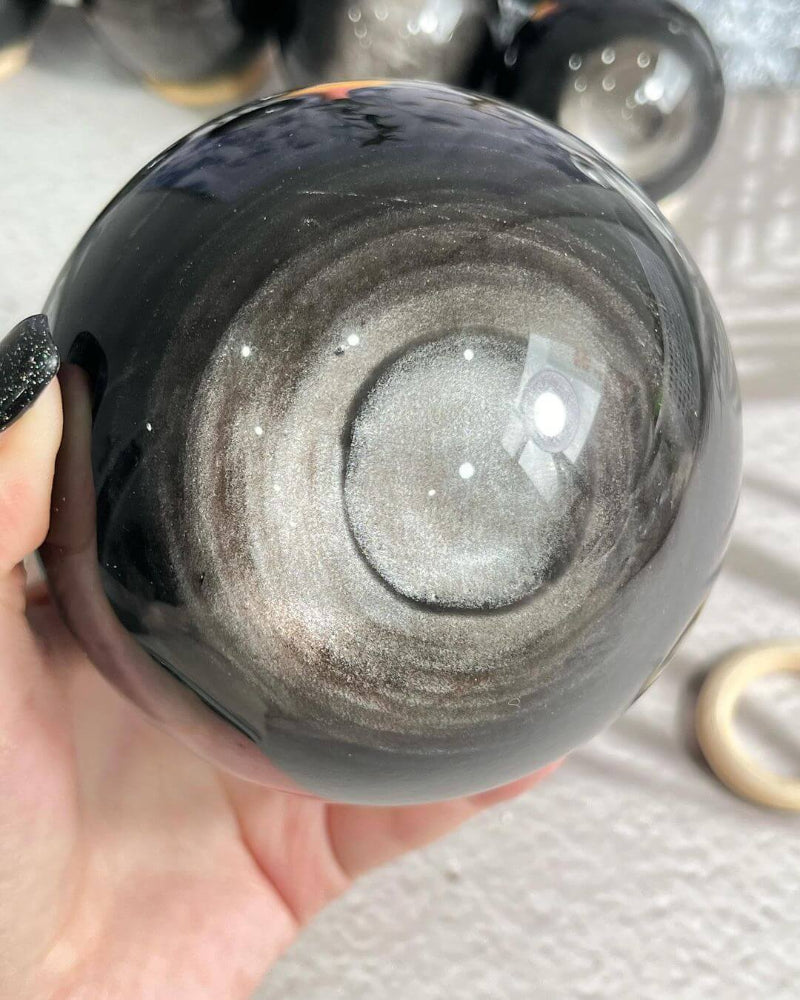 Natural Obsidian Sphere with Metaphysical Healing Properties