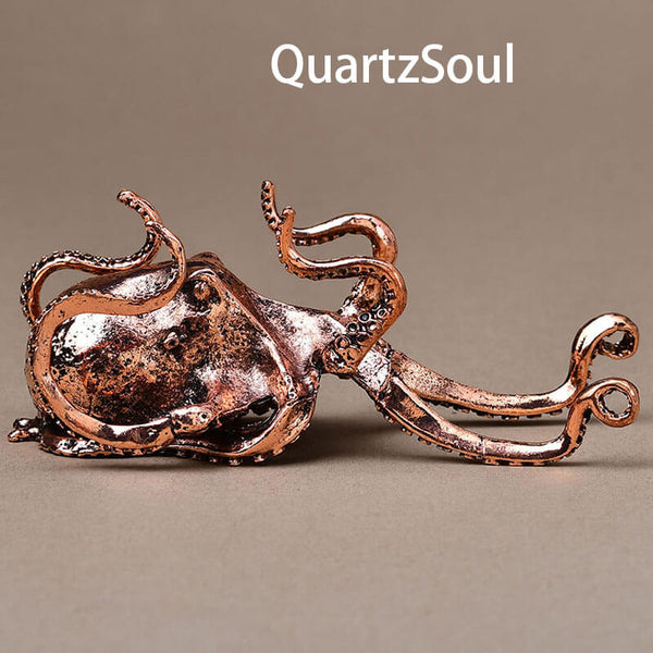 Elegant Octopus Crystal Display Stand in Coppery Finish for Sphere Gemstone Holder