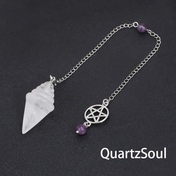 Clear quartz pentagram pendulum for amplified energy and precise divination