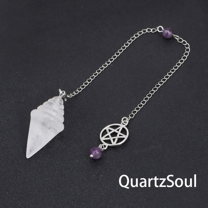 Clear quartz pentagram pendulum for amplified energy and precise divination