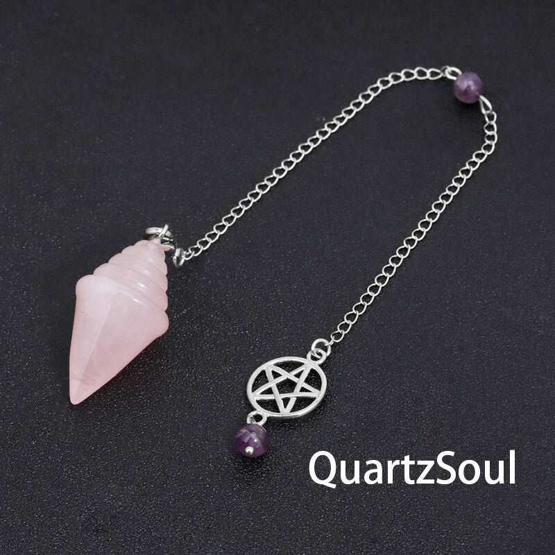 Rose quartz pentagram pendulum for love readings and heart chakra healing