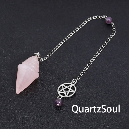 Rose quartz pentagram pendulum for love readings and heart chakra healing