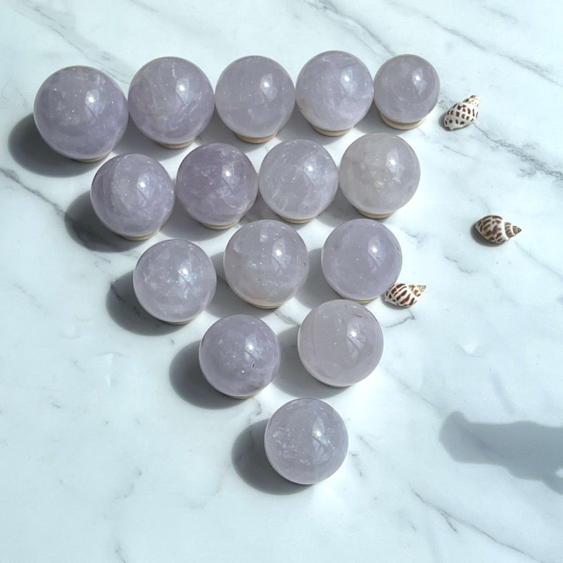Periwinkle Rose Quartz Sphere Unique Lavender Undertones