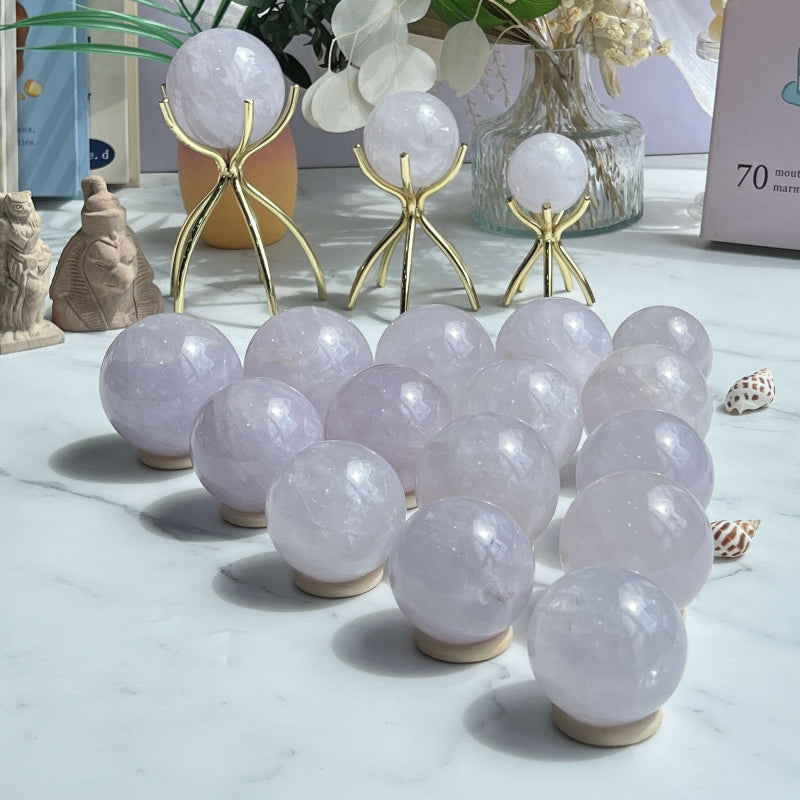 Rose Quartz Sphere Crystal Catching Natural Light