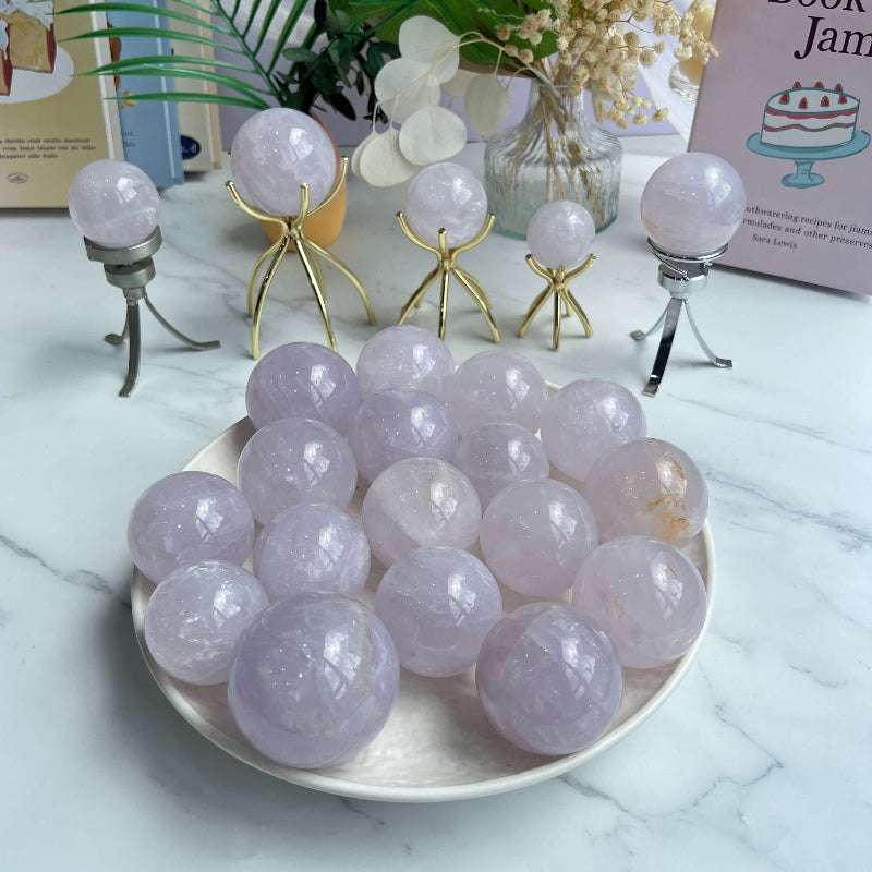 Periwinkle Rose Quartz Sphere For Spiritual Practice