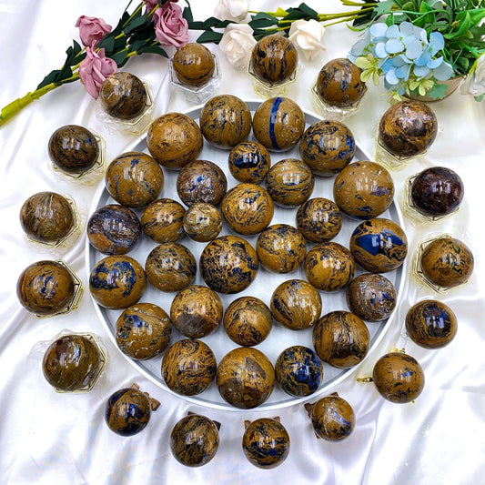 Natural Pietersite Crystal Sphere with Blue and Gold Chatoyancy Wholesale