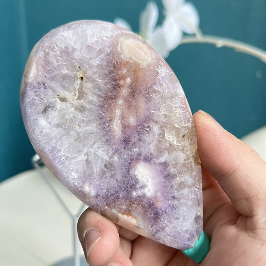 Premium Pink Amethyst Flower Agate Crystal Healing Stone Display Piece