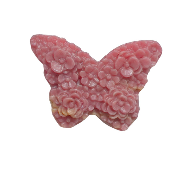 Rhodonite butterfly carving used in meditation for emotional healing