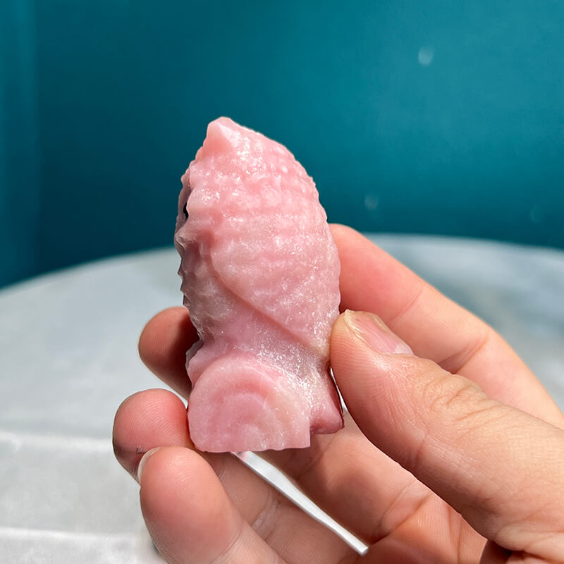 Pink Opal Gemstone Carving Detailed Texture and Natural Patterns