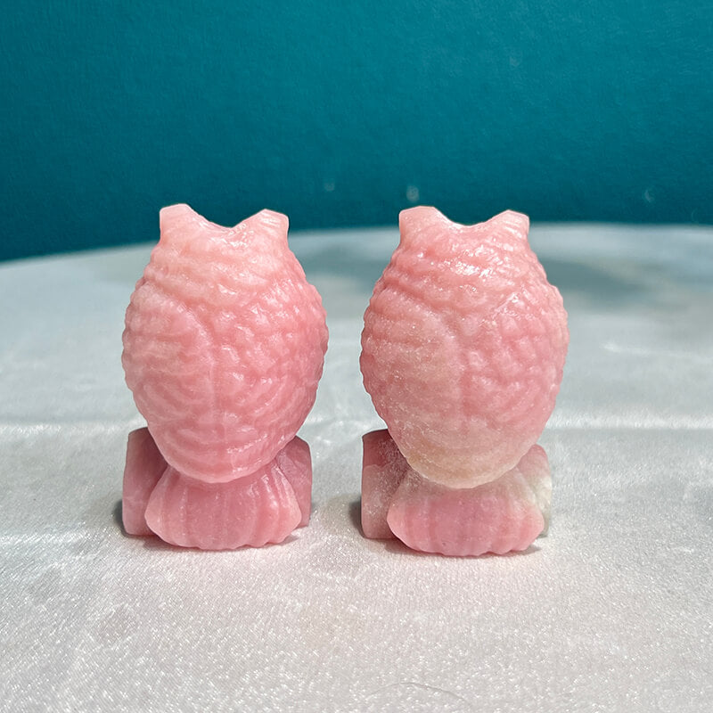 Pink Opal Gemstone Carving Side Angle Showing Unique Color Variations