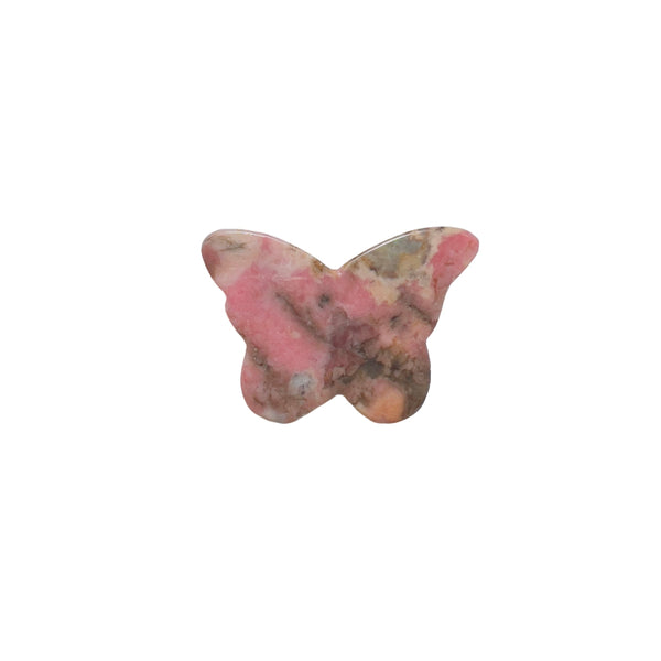 Pink Rhodonite Butterfly Crystal Carving with Natural Black Manganese Veins
