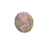 Pink Rhodonite Cameo Crystal Viewed from Angle Showing Carving Depth